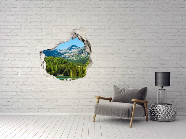 Hole in the wall decal Lake in the mountains