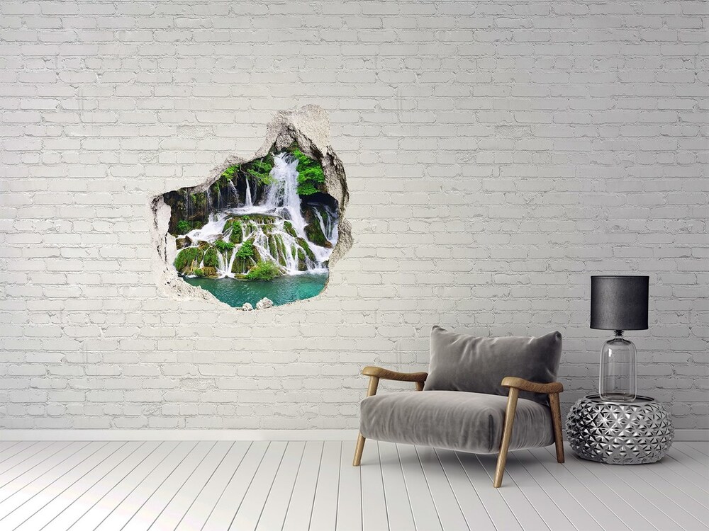 Hole in the wall decal Waterfall in the mountains