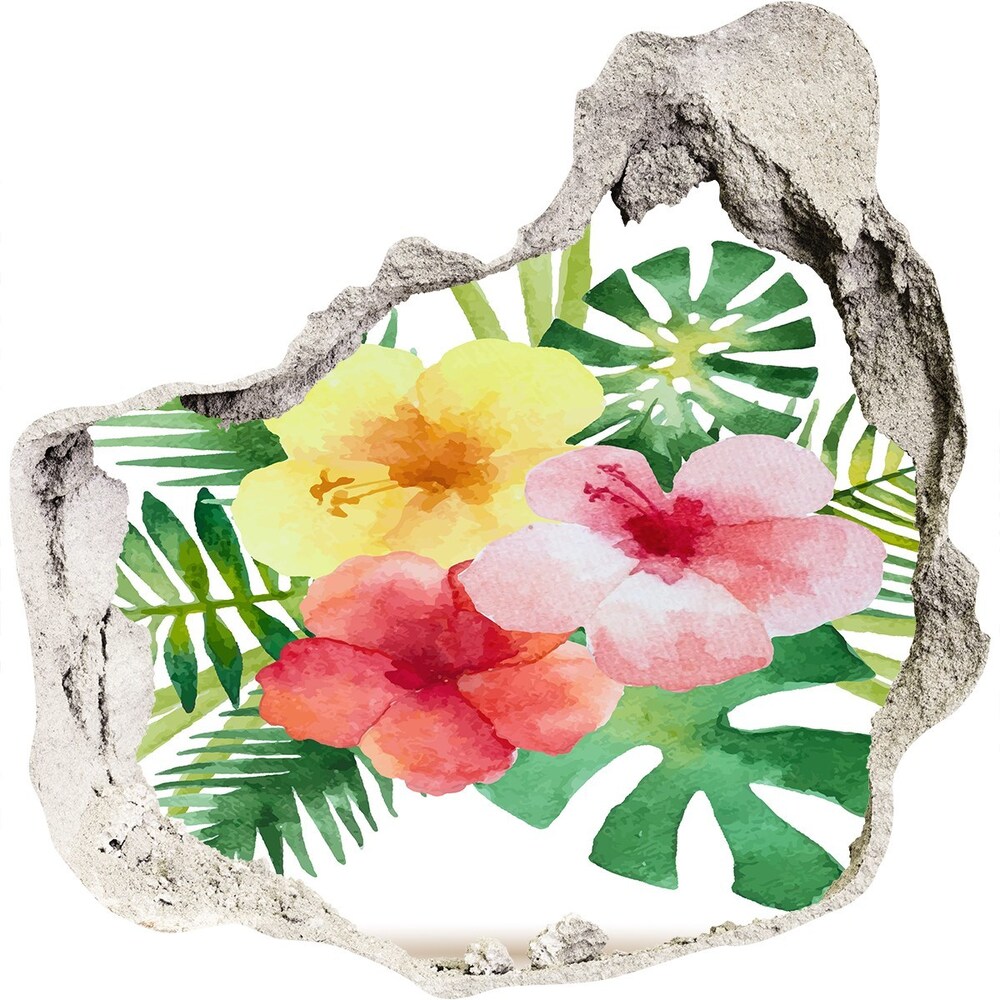 Hole in the wall decal Hawaiian flowers