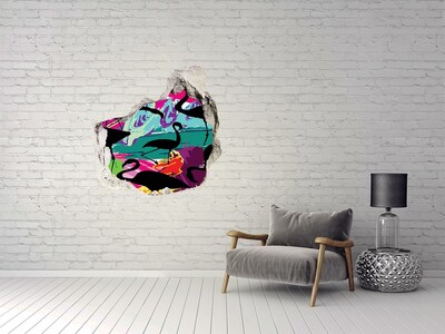Hole in the wall decal Flamingos on a tropical beach