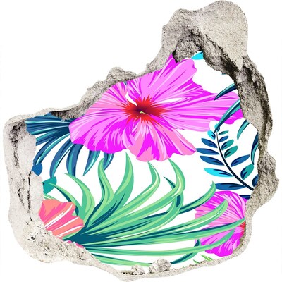 Hole in the wall sticker Hawaiian flowers