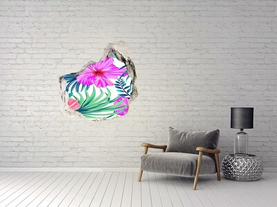 Hole in the wall sticker Hawaiian flowers