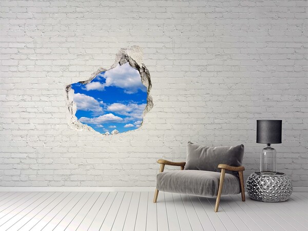 Hole wall sticker Blue sky with clouds