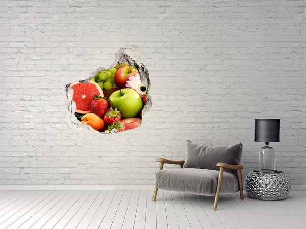 Hole wall sticker Fresh fruit in a hole in the wall