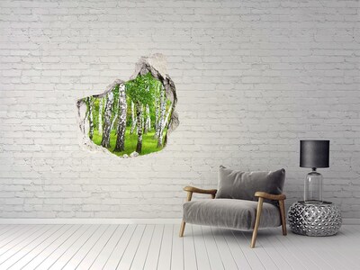 Hole wall sticker Green birch forest
