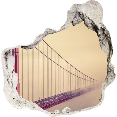 Hole in the wall sticker Golden Gate Bridge in the clouds