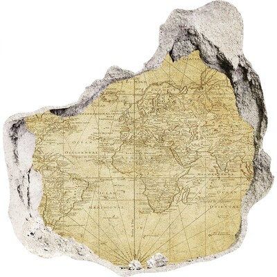 3D wall hole wallpaper Old map of the world