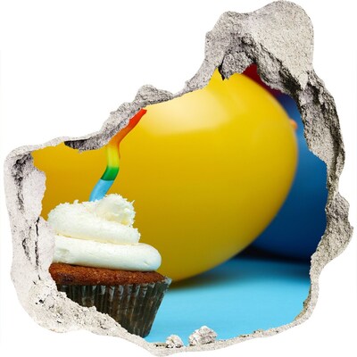 Hole in the wall decal Birthday cupcake