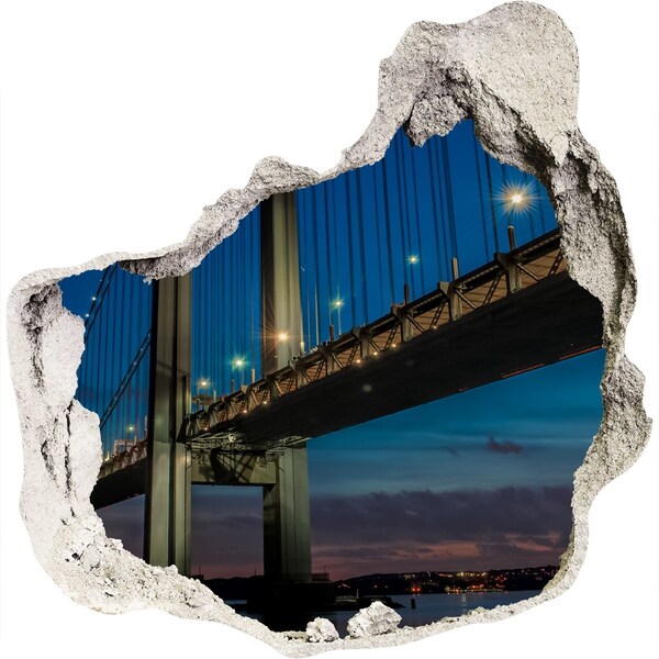 Hole in the wall decal The bridge in the night scenery