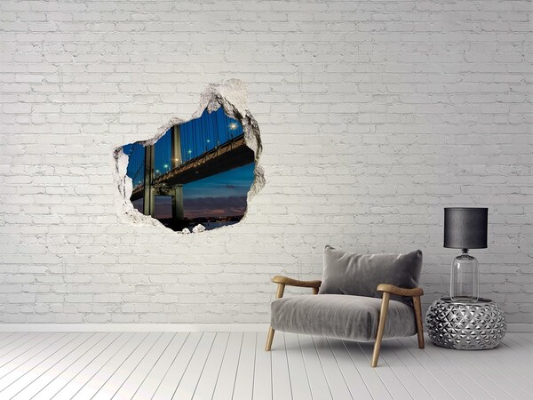 Hole in the wall decal The bridge in the night scenery