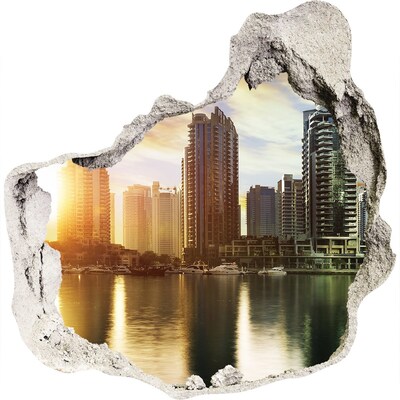 Hole in the wall decal A modern city by the water
