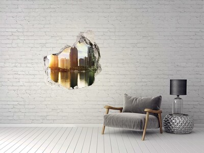 Hole in the wall decal A modern city by the water
