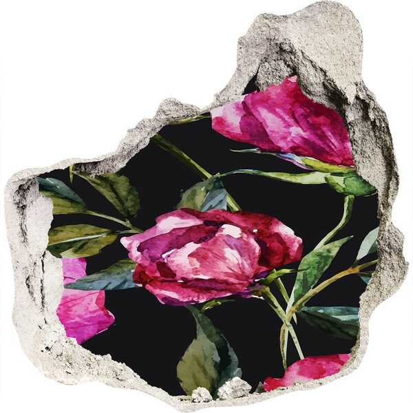 Hole in the wall sticker Pink peonies