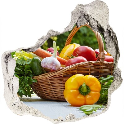 Hole in the wall sticker A basket full of fresh vegetables