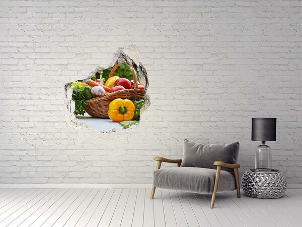 Hole in the wall sticker A basket full of fresh vegetables