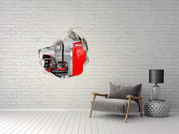 Hole in the wall decal Red buses