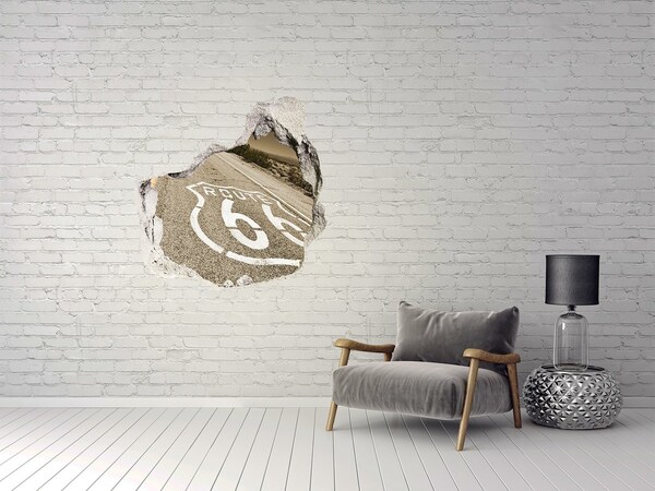 Hole wall sticker Route 66 in concrete