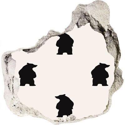 3D wall hole Black bears against a ruined wall
