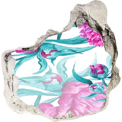 Hole wall sticker Flower garden behind the wall