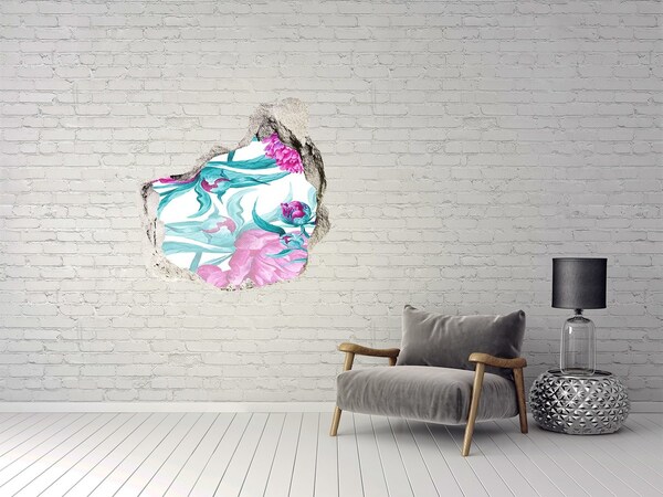 Hole wall sticker Flower garden behind the wall