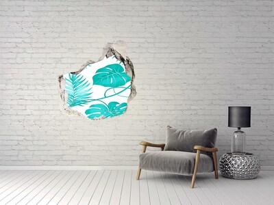 3D wall hole Tropical leaves