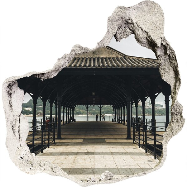 Hole wall sticker View of the pier over the water