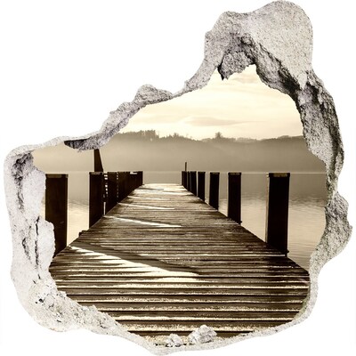 Hole wall sticker Pier over calm water
