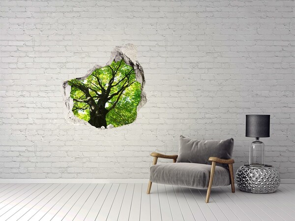 3D wall hole wallpaper Green Forest in a Hole in the Wall
