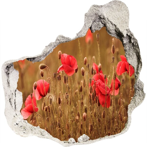 Hole in the wall sticker Flowers among the ruined wall