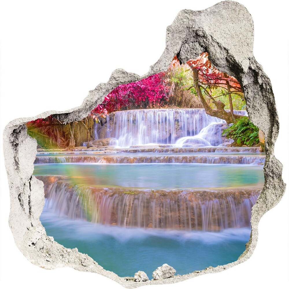 Hole wall sticker Waterfall in the forest