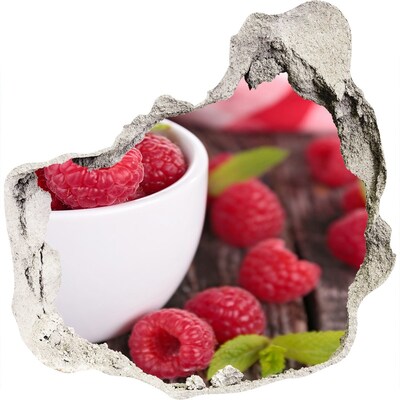 Hole wall sticker Raspberries in a bowl