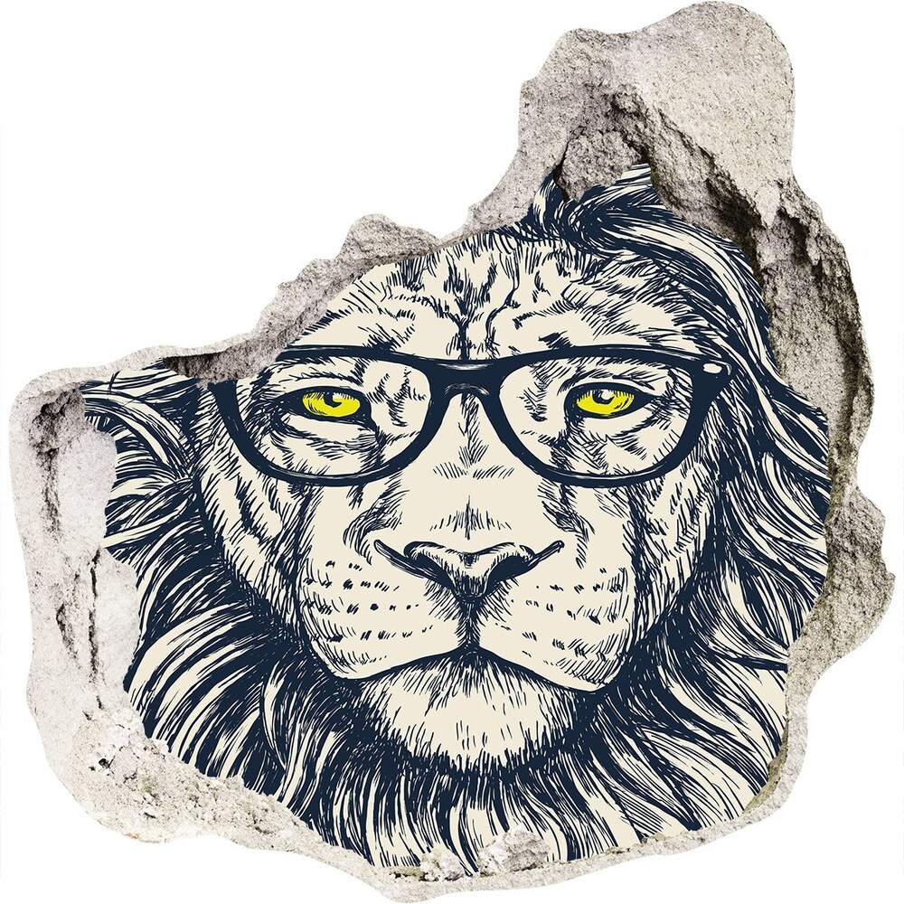 Hole wall sticker Hipster lion