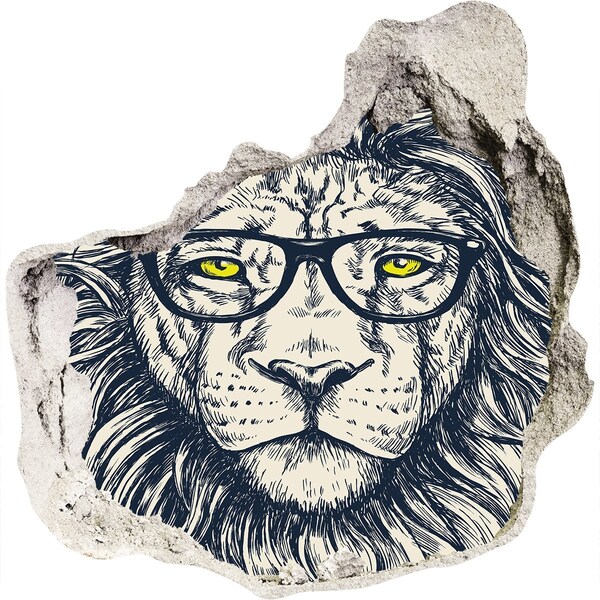 Hole wall sticker Lion with glasses