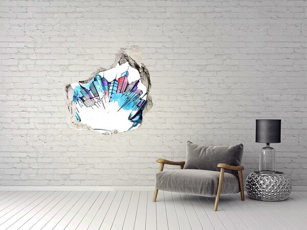 Hole in the wall sticker A modern city in ruins