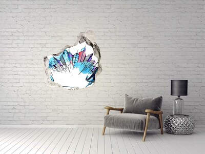 Hole in the wall sticker A modern city in ruins