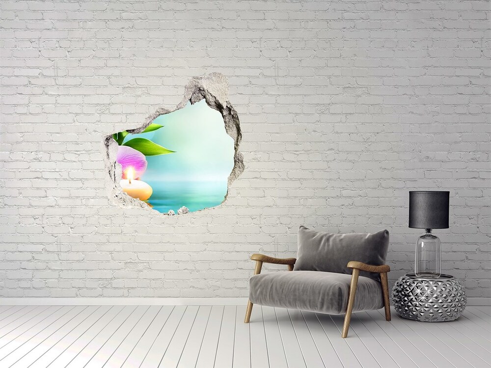 Hole in the wall decal Orchid bamboo