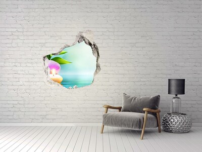 Hole in the wall decal A peaceful oasis with a flower and a candle