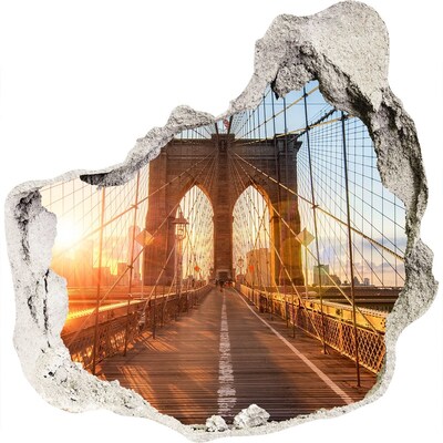 Hole in the wall decal Brooklyn Bridge at sunset