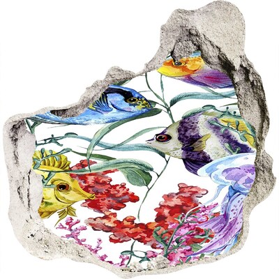 Hole in the wall sticker An underwater world full of colorful fish