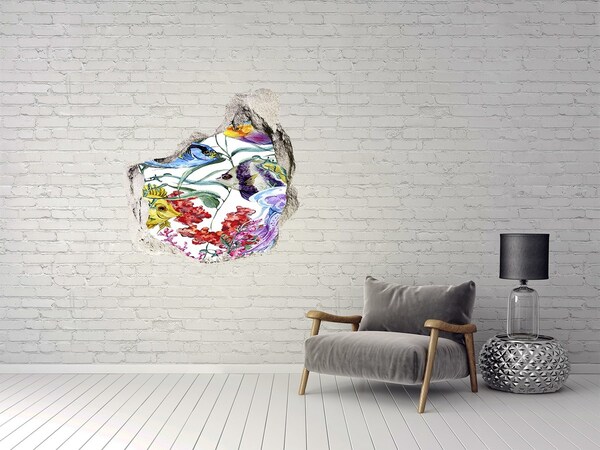Hole in the wall sticker An underwater world full of colorful fish