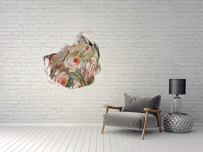 Hole in the wall decal A flower garden in a ruined wall