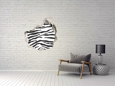 3D wall hole wallpaper Zebra in the wall