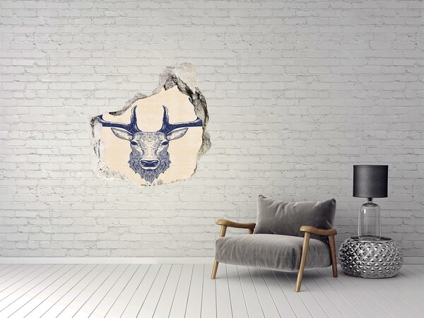 Hole in the wall sticker Deer head