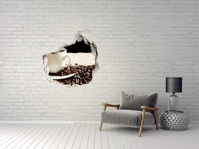 3D wall hole wallpaper Aromatic coffee