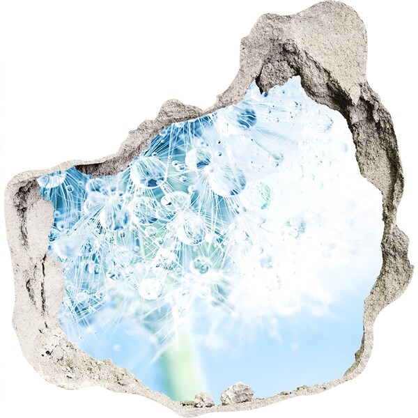Hole in the wall decal Dandelions in blue