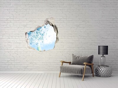 Hole in the wall decal Dandelions in blue