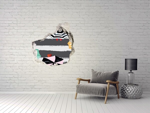 Hole in the wall sticker Colorful umbrellas