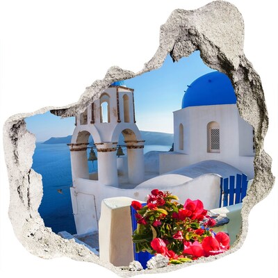 Hole wall sticker Santorini in full splendor