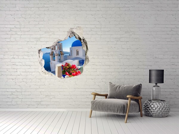 Hole wall sticker Santorini in full splendor