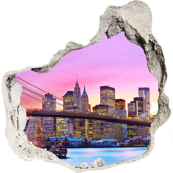 Hole in the wall decal New York skyline at sunset